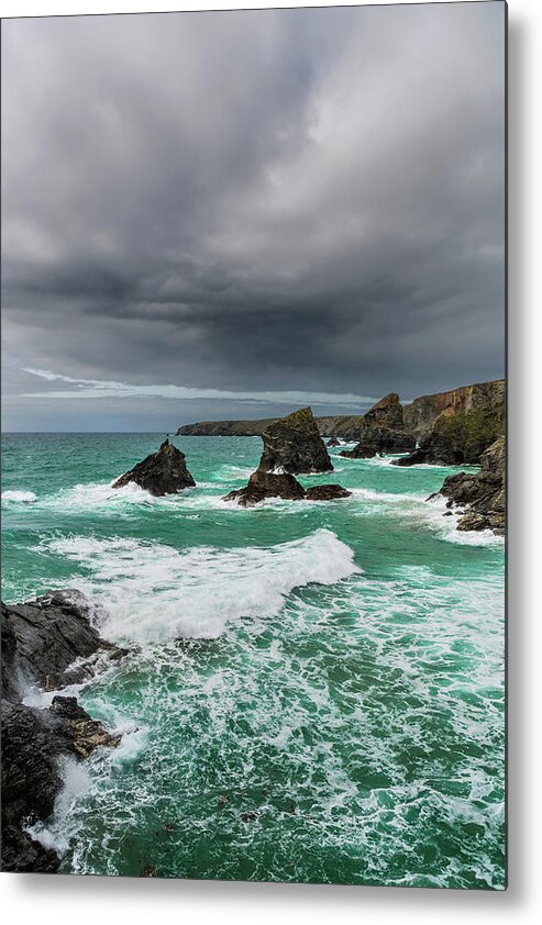 Bedruthan Metal Print featuring the photograph Bedruthan Steps, Cornwall, England #1 by Maggie Mccall