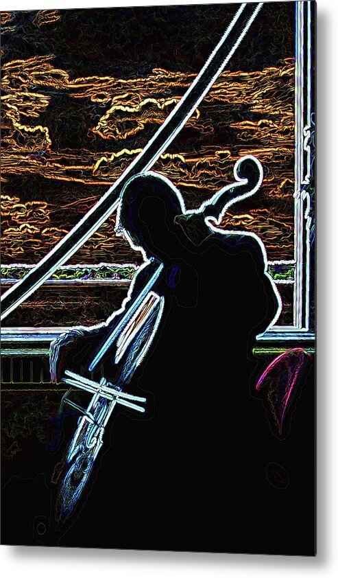 Cello Metal Print featuring the digital art Cellist by Rod Melotte