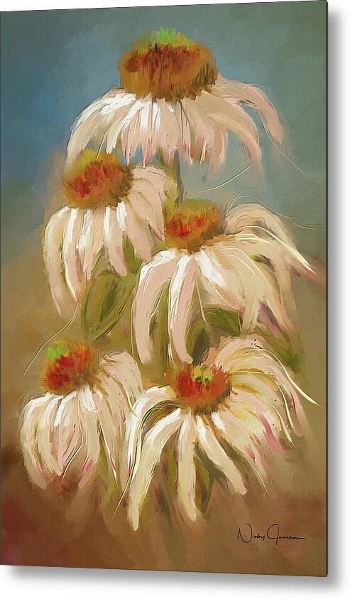 Nicky Jameson Metal Print featuring the digital art Cone Flower Dance by Nicky Jameson