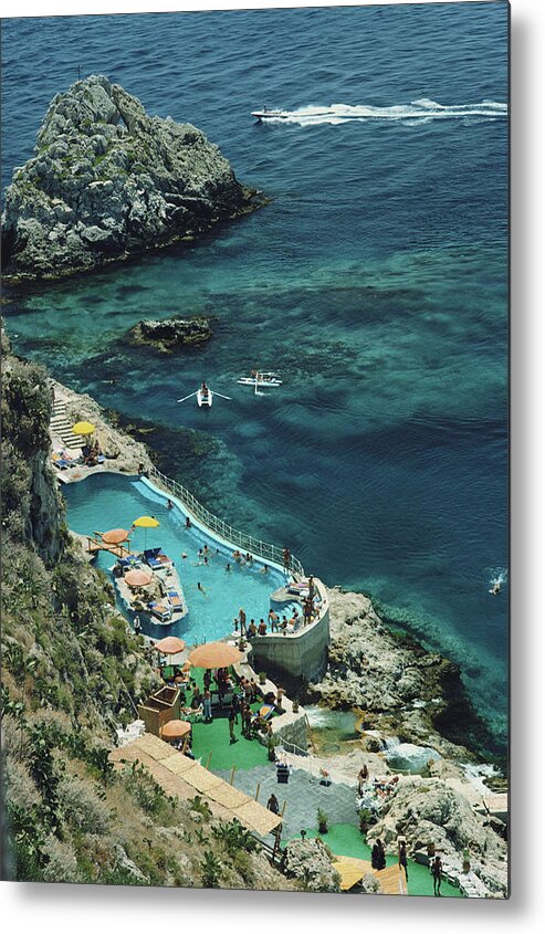 People Metal Print featuring the photograph Hotel Taormina Pool by Slim Aarons