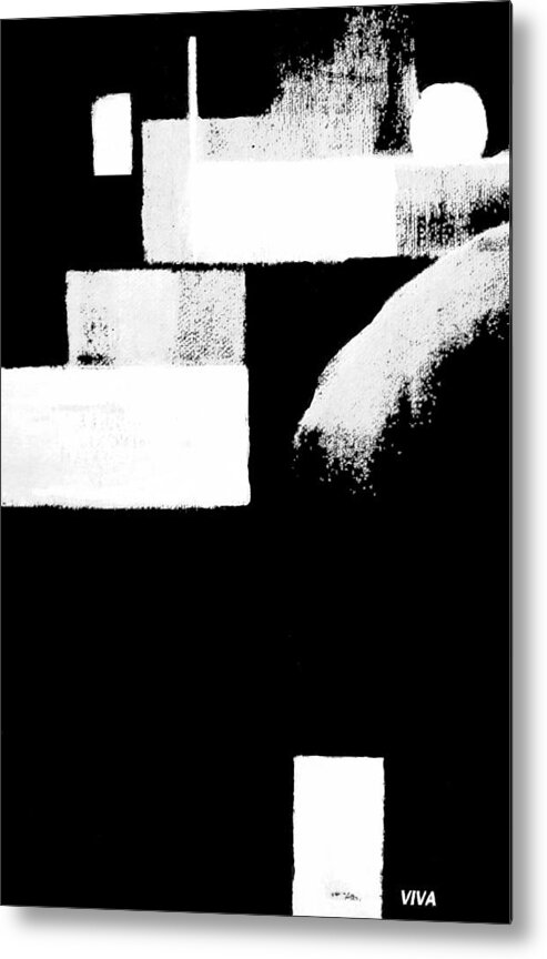 Minimalism Metal Print featuring the painting Seriously Black and White by VIVA Anderson