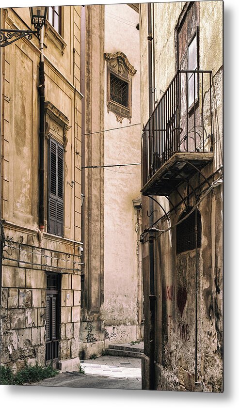Streets Of Sicily Metal Print featuring the photograph Streets of Sicily #1 by Georgia Clare