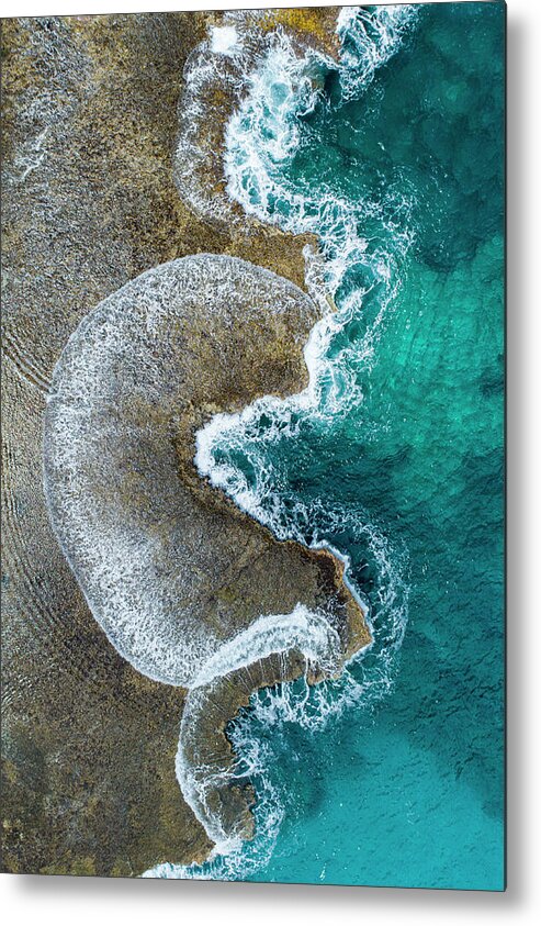 Blue Ripple Ocean Aerial View Oahu Hawaii Metal Print featuring the photograph Blue Ripple by Leonardo Dale