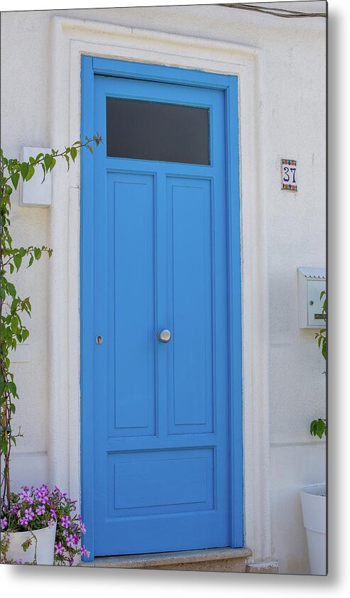 Sicily Metal Print featuring the photograph Cinisi Door in Blue by Georgia Fowler