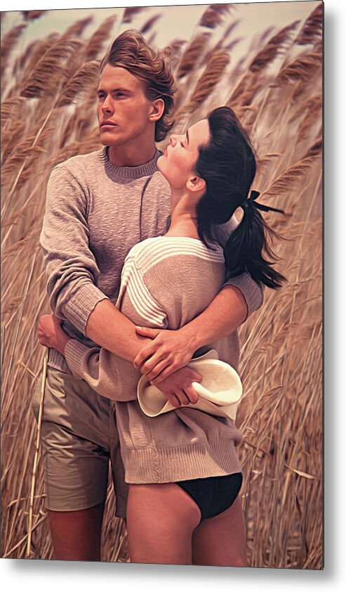 Embracing Couple Metal Print featuring the photograph Couple in the Reeds 1984 by Steve Ladner