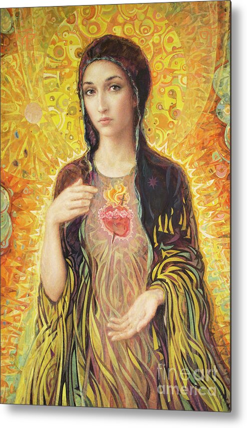 Immaculate Heart Of Mary Metal Print featuring the painting Immaculate Heart of Mary olmc by Smith Catholic Art