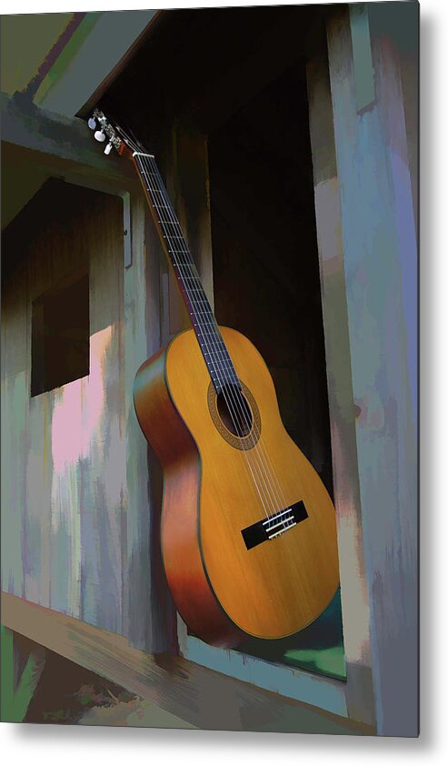 Classical Guitar Metal Print featuring the digital art Love My Guitar by Steve Ladner