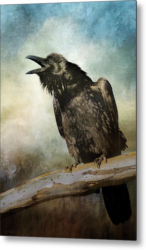 Raven Metal Print featuring the digital art Raven Call by Nicole Wilde