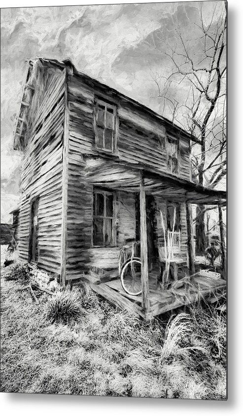North Carolina Metal Print featuring the photograph The Olde Front Porch bw by Dan Carmichael
