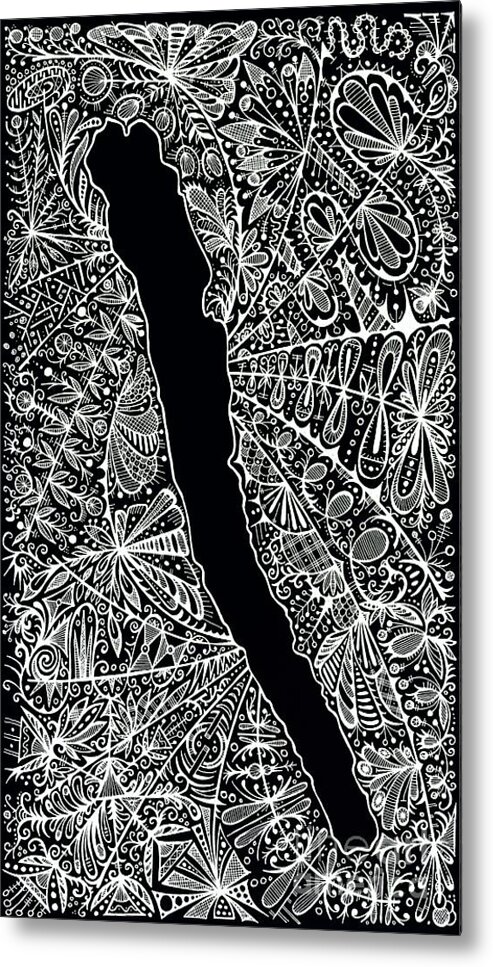 Drawing Metal Print featuring the drawing Owasco Lake #1 by Larissa Osterbaan