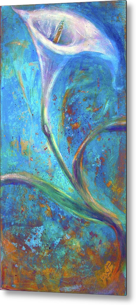 Calla Metal Print featuring the painting Calla Azure by Gertrude Palmer