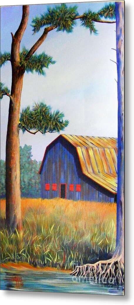 Barn Metal Print featuring the painting Riverbank Barn by Hugh Harris