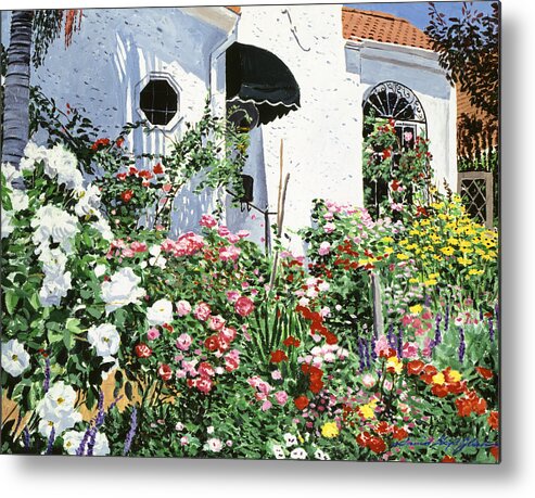 Cottage Metal Print featuring the painting Summer Garden Flowers by David Lloyd Glover
