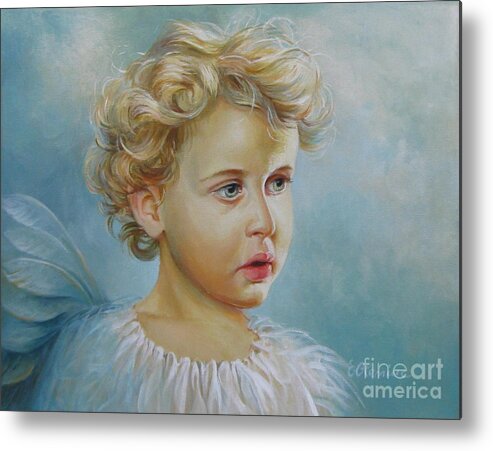 Angel Metal Print featuring the painting Angel #2 by Elena Oleniuc