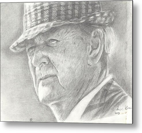  Metal Print featuring the drawing Bear Bryant #1 by Hae Kim