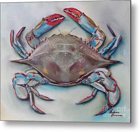 Crab Metal Print featuring the painting Blue Crab #3 by Kristine Kainer