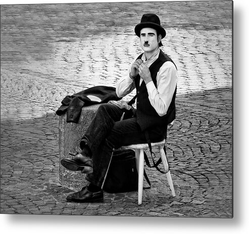 Mime Metal Print featuring the photograph 1 - Button Up - French Mime by Nikolyn McDonald