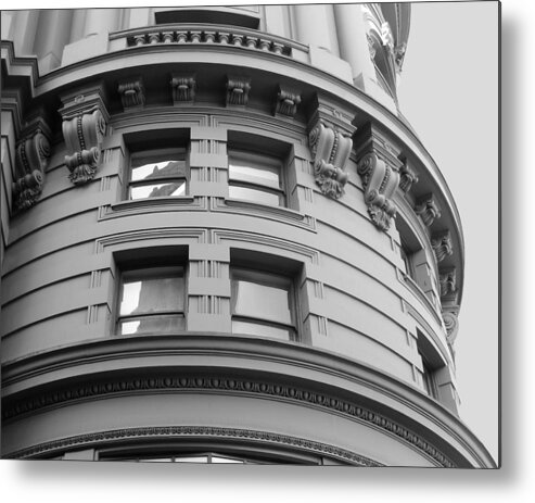 Classical Architecture Metal Print featuring the photograph Circular Building Details San Francisco BW by Connie Fox