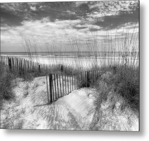 Clouds Metal Print featuring the photograph Dune Fences #1 by Debra and Dave Vanderlaan