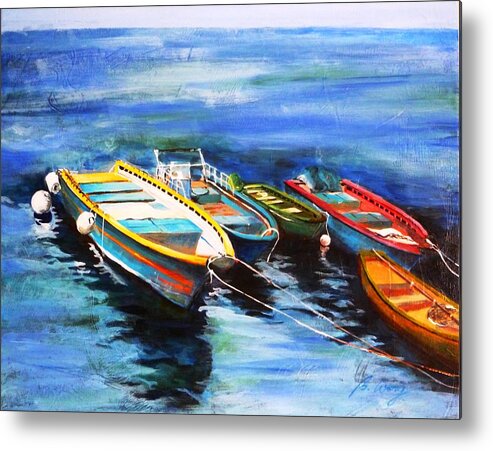 Boats Metal Print featuring the painting Family #1 by Betty M M Wong