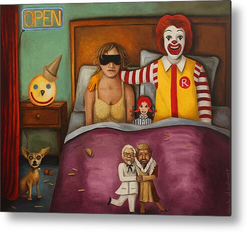 Mcdonald's Metal Print featuring the painting Fast Food Nightmare #1 by Leah Saulnier The Painting Maniac