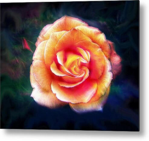 Glowing Rose Metal Print featuring the digital art Glowing Rose #1 by Lilia S