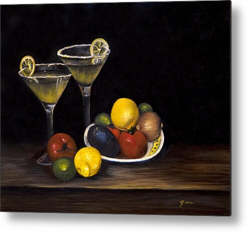 Margaritas Metal Print featuring the painting Guacamole and Margaritas #1 by Gina Cordova