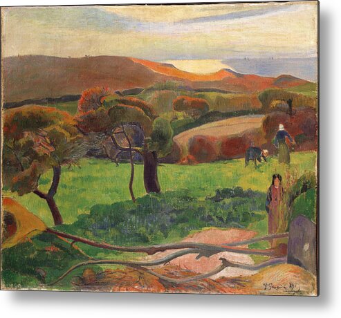 Paul Gauguin Metal Print featuring the painting Landscape from Bretagne #5 by Paul Gauguin