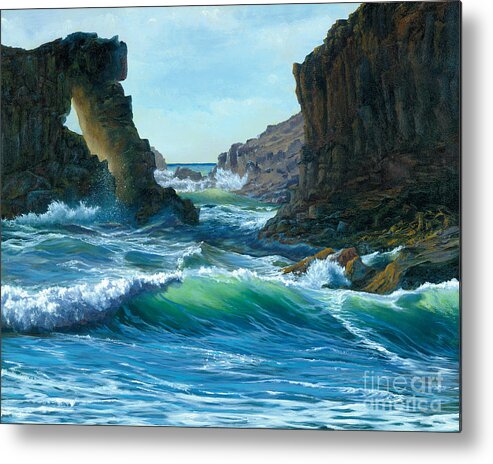  Seascape Metal Print featuring the painting Letting the Ocean In by Jeanette French