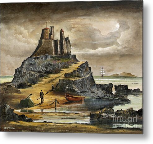 Countryside Metal Print featuring the painting Lindisfarne - England by Ken Wood