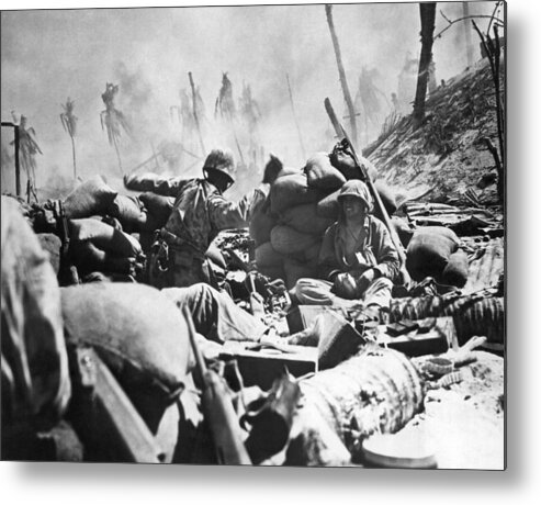 1940s Metal Print featuring the photograph Marines Fight At Tarawa #2 by Underwood Archives
