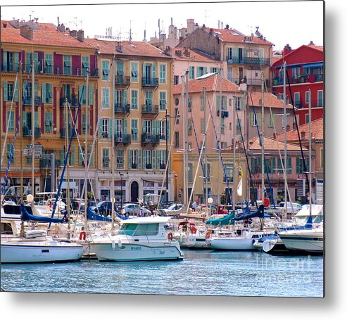 Nice Harbor France Riviera Boats Metal Print featuring the photograph Nice Waterfront by Suzanne Oesterling