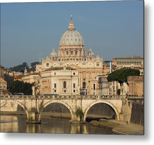 Photography Metal Print featuring the photograph Rome, Italy. St Peters Basilica. Tiber #1 by Panoramic Images