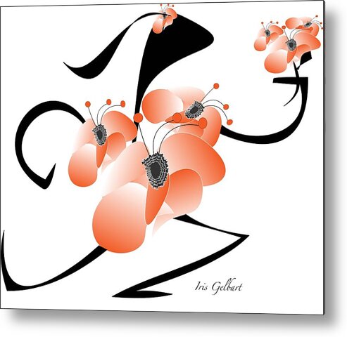 Flowers Metal Print featuring the drawing Stepping out by Iris Gelbart