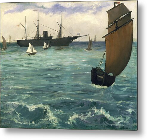 Edouard Manet Metal Print featuring the painting The Kearsarge at Boulogne #4 by Edouard Manet