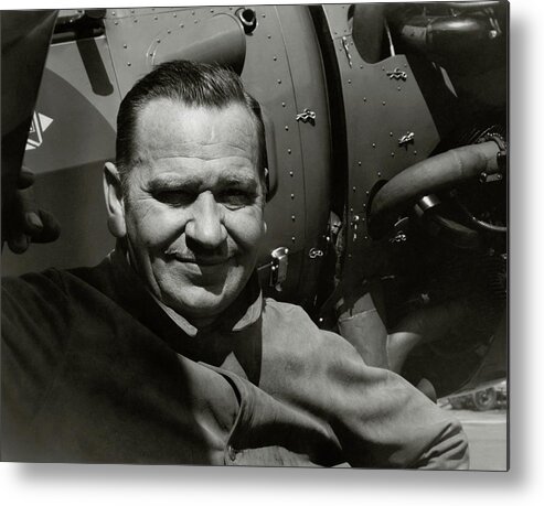 Actor Metal Print featuring the photograph Wallace Beery In Front A An Airplane #1 by Imogen Cunningham