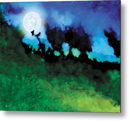 Fantasy Metal Print featuring the painting We Run To Catch The Moon #1 by The Art of Marsha Charlebois