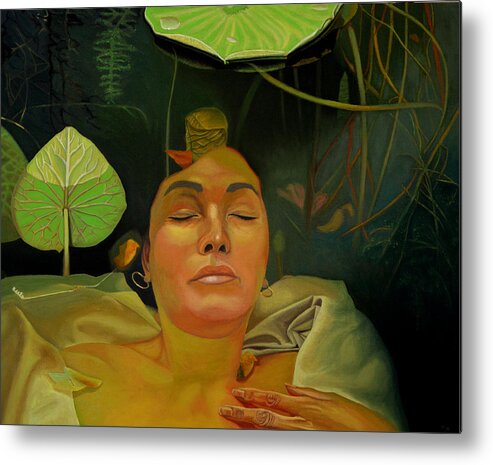 Figurative Metal Print featuring the painting 10 30 A.m. by Thu Nguyen