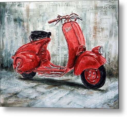 Vespa Metal Print featuring the painting 1947 Vespa 98 Scooter by Joey Agbayani