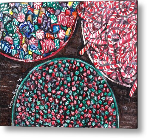Christmas Metal Print featuring the painting Christmas Candy #2 by Shana Rowe Jackson