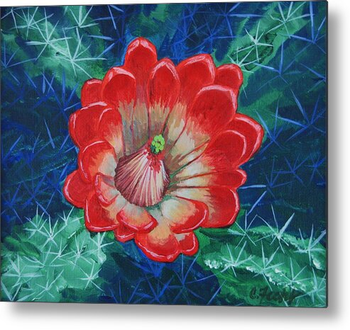 Flower Metal Print featuring the painting Claret Cup #2 by Cheryl Fecht