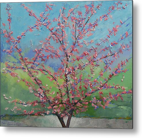 Eastern Metal Print featuring the painting Eastern Redbud Tree #2 by Michael Creese
