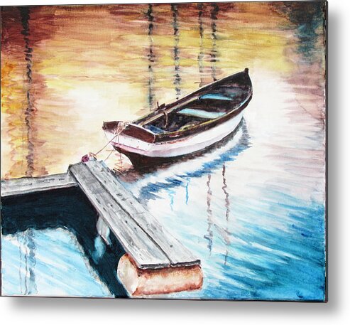 Boat Metal Print featuring the painting Floating Dock #2 by Bobby Walters