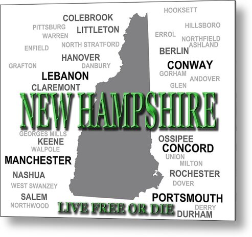 New Hampshire Metal Print featuring the photograph New Hampshire State Pride Map Silhouette #2 by Keith Webber Jr