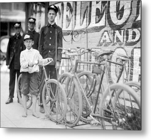 Occupation Metal Print featuring the photograph Western Union Messenger Boys, Lewis #2 by Science Source