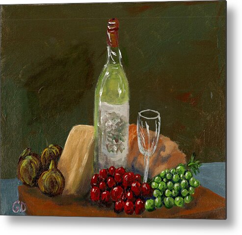 Gail Daley Metal Print featuring the painting White Wine #1 by Gail Daley