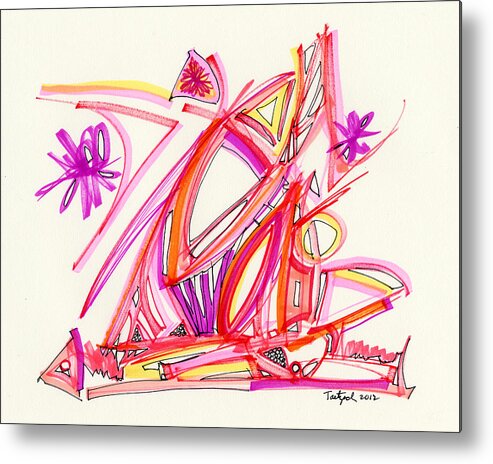 Abstract Metal Print featuring the drawing 2012 Drawing #30 by Lynne Taetzsch