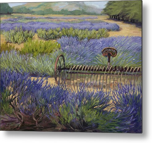 Lavender Metal Print featuring the painting Edge of the Lavender Field by Jane Thorpe