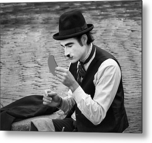 Mime Metal Print featuring the photograph 7 - Looking Good - French Mime by Nikolyn McDonald