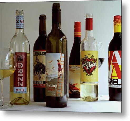 Food Metal Print featuring the photograph A Collection Of Wine Bottles by Romulo Yanes